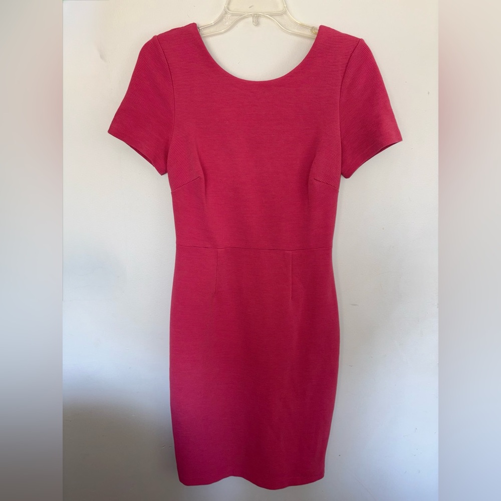 Boden Classic Short-Sleeve Sheath Dress in Raspberry Pink